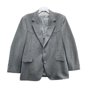 VTG Warren Sewell Western Blazer Mens 44R 100% Wool Gray Sport Coat Rodeo Formal